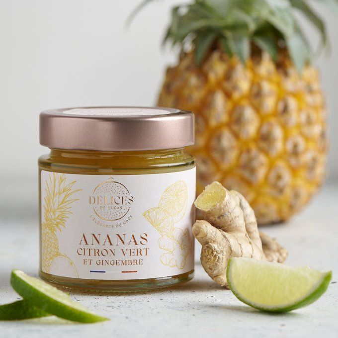 Confiture Ananas, Citron vert & Gingembre - 230 gr