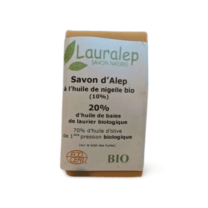 Savon d'Alep à l'huile de nigelle BIO - 20% d'huile de de laurier certifié BIO